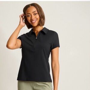 Tommy Bahama IslandZone Abby Rib SS Zip Polo Black L NWT $118